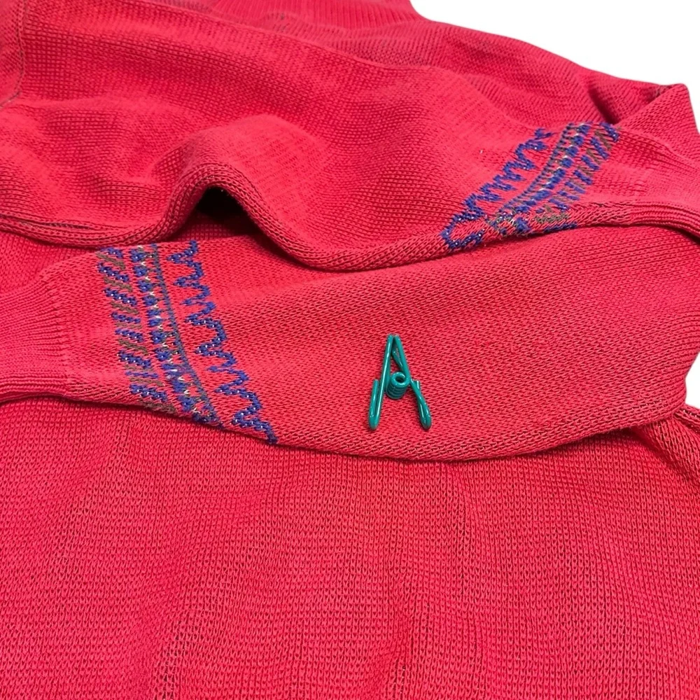 Vintage Koret Bird Novelty Sweater Red Graphic Knit Made‎ in USA Large